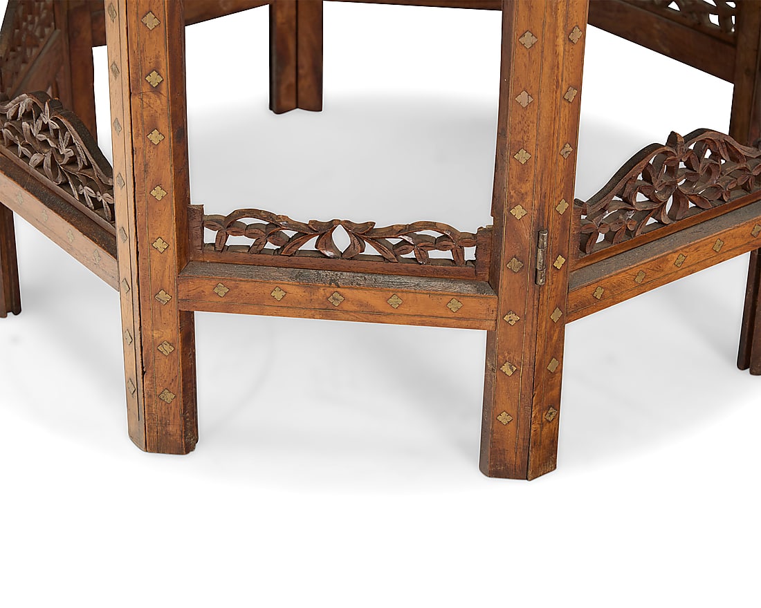 An Indian style octagonal folding side table - 5