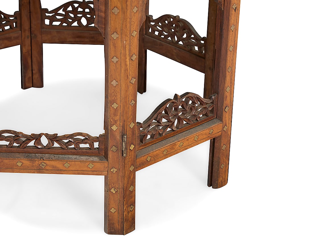 An Indian style octagonal folding side table - 6