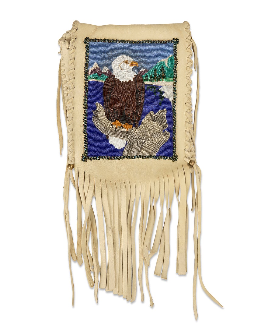 A Plateau beaded hide pouch (1 of 5)