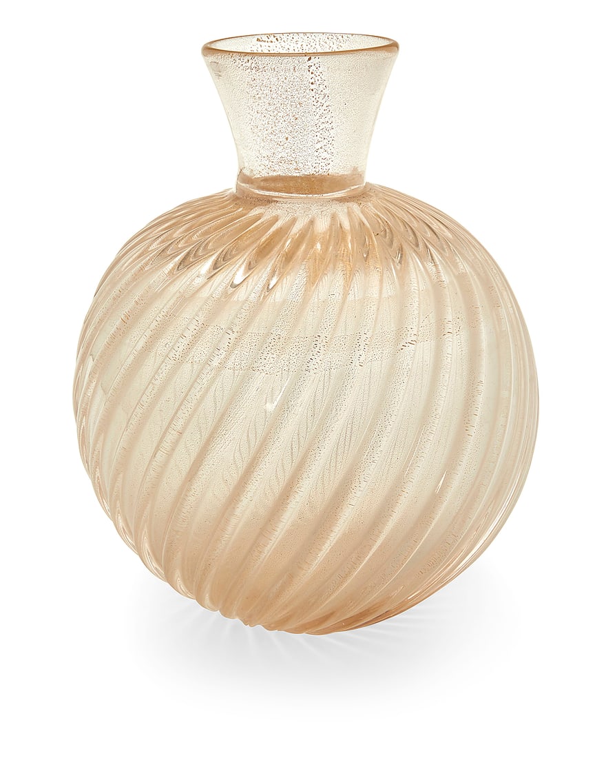 Archimede Seguso (1909-1999), A Murano art glass vase, mid-20th century: Archimede Seguso (1909-1999) A Murano art glass vase, mid-20th century Incised to underside: Archimede Seguso / Murano Swirling gold-impregnated glass 9.25" H x 7.5" Dia. Provenance: Selections from