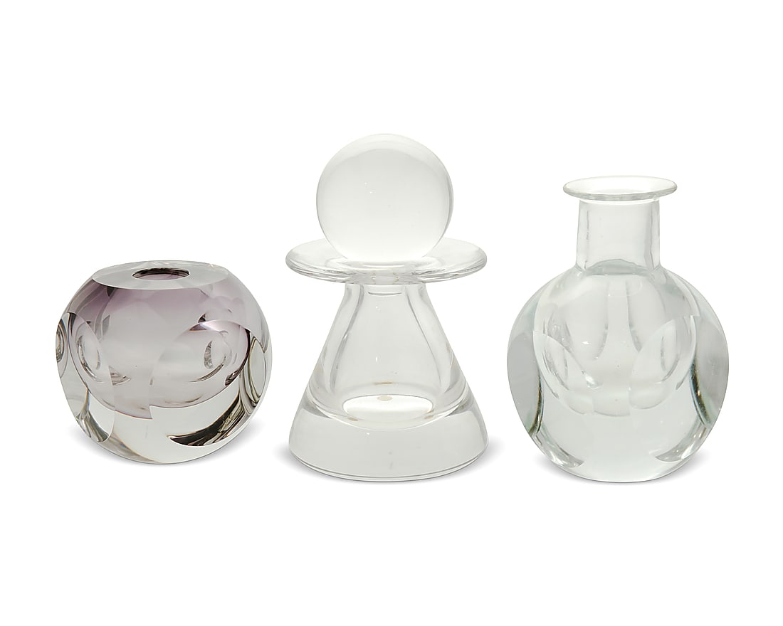 Three Val St. Lambert glass table items (1 of 4)