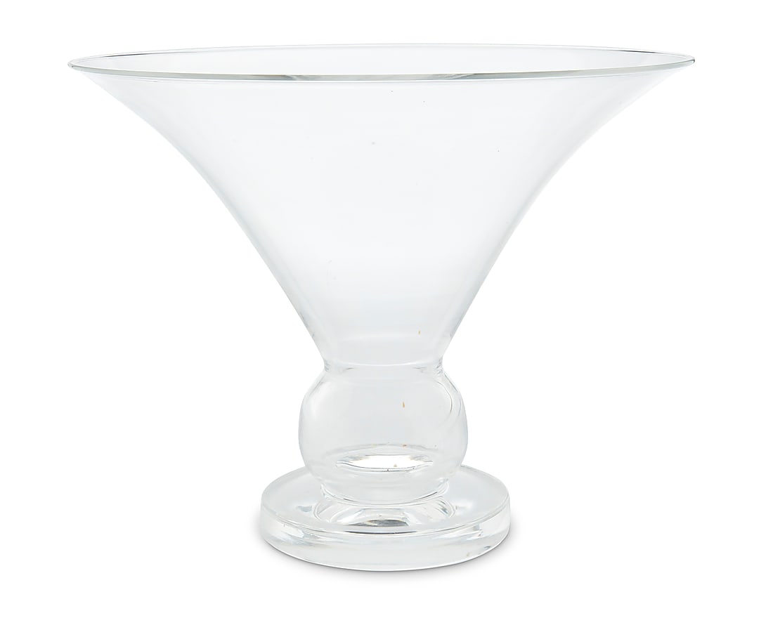 A Steuben glass trumpet vase: A Steuben glass trumpet vase 1950s With etched factory mark 7" H x 8.875" Dia. Provenance: Private collection, Burbank, CA