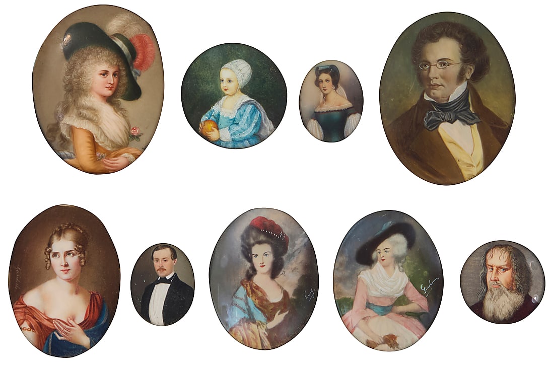 A group of nine portrait miniatures (1 of 6)