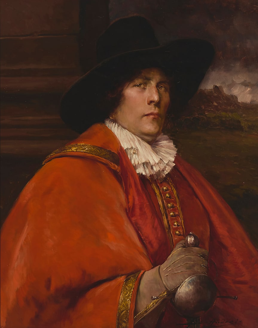 Alex de Andreis (1880-1929), Cavalier in red overcoat (1 of 5)