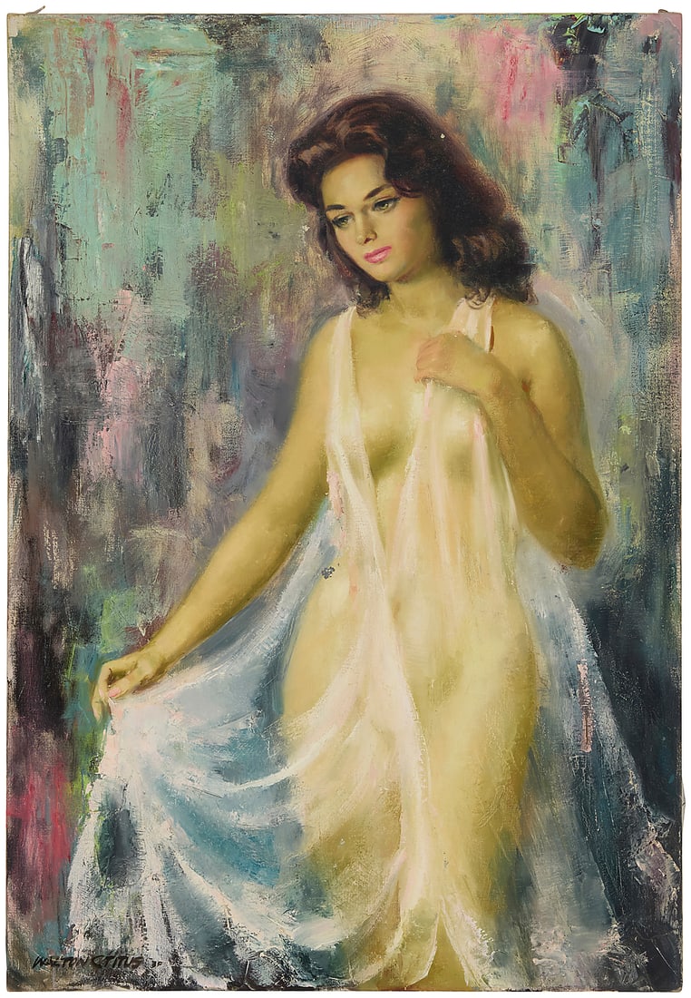 Walton Craig Titus (1907-1978), Portrait of a woman in a negligee: Walton Craig Titus (1907-1978) Portrait of a woman in a negligee Oil on canvas Signed lower left: Walton C. Titus 40 x 28in