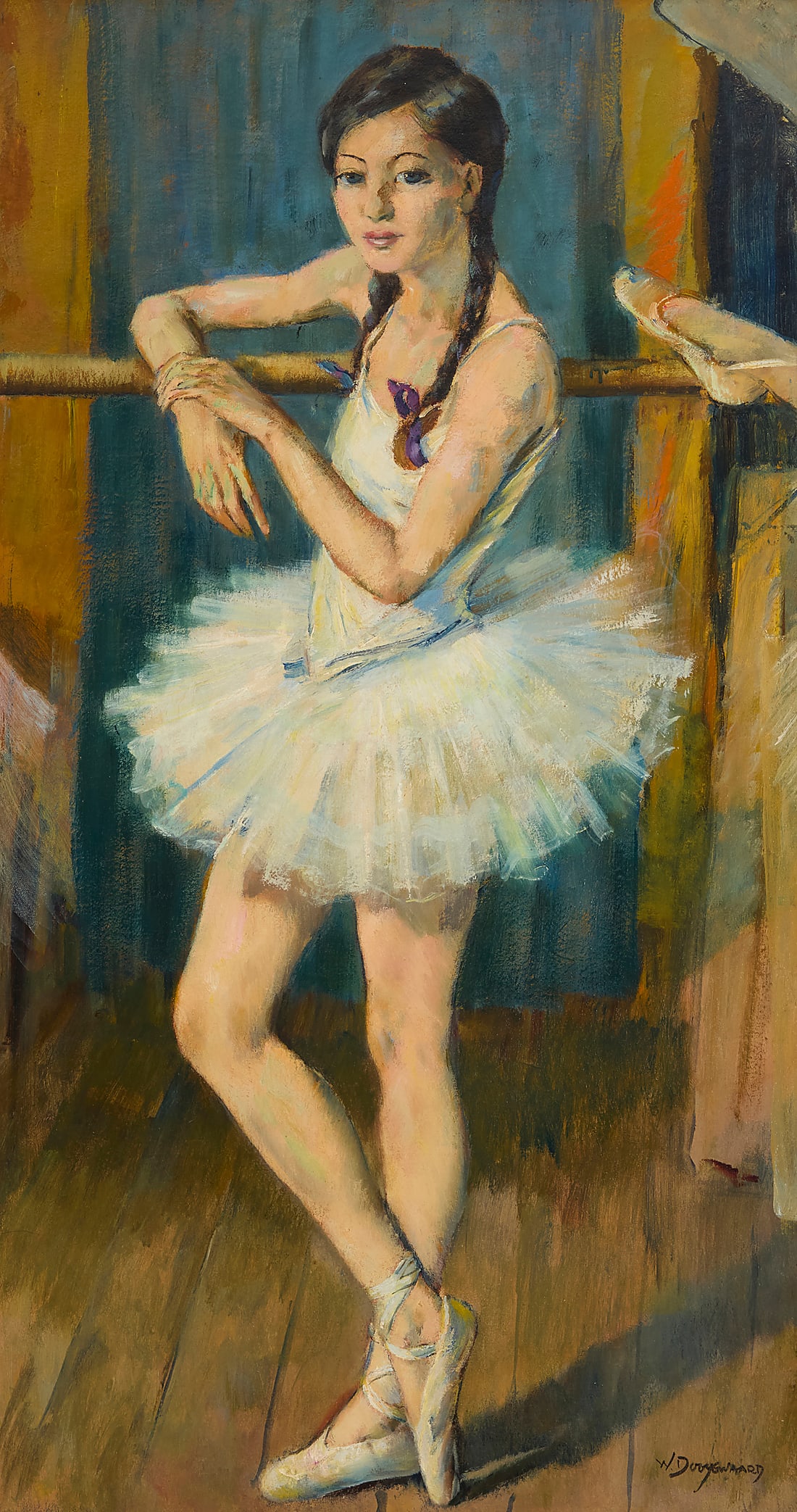Willem Dooyewaard (1892-1980), Ballet dancer: Willem Dooyewaard (1892-1980) Ballet dancer Oil on canvas Signed lower right: W. Dooyewaard; signed and inscribed indistinctly on the stretcher: W. Dooyewaard 40 x 21 1/2in Provenance: Private