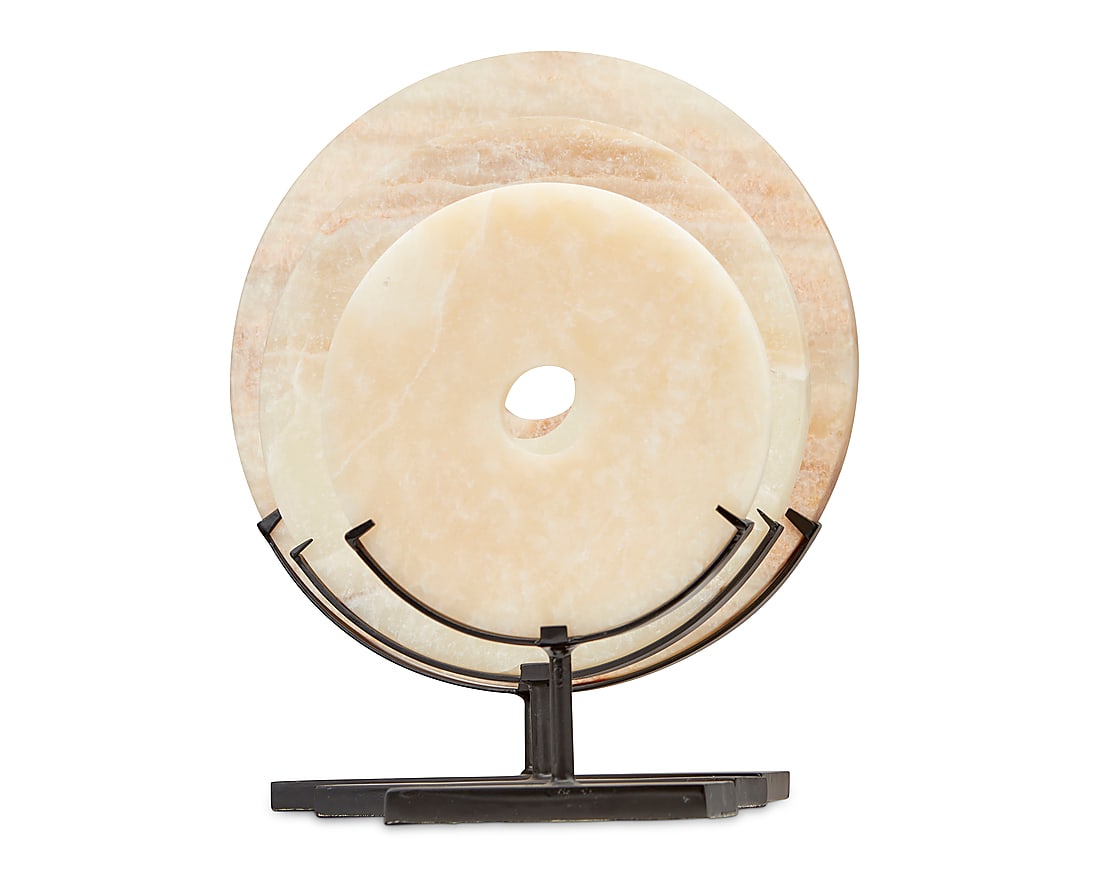 Three onyx disc table items - 3