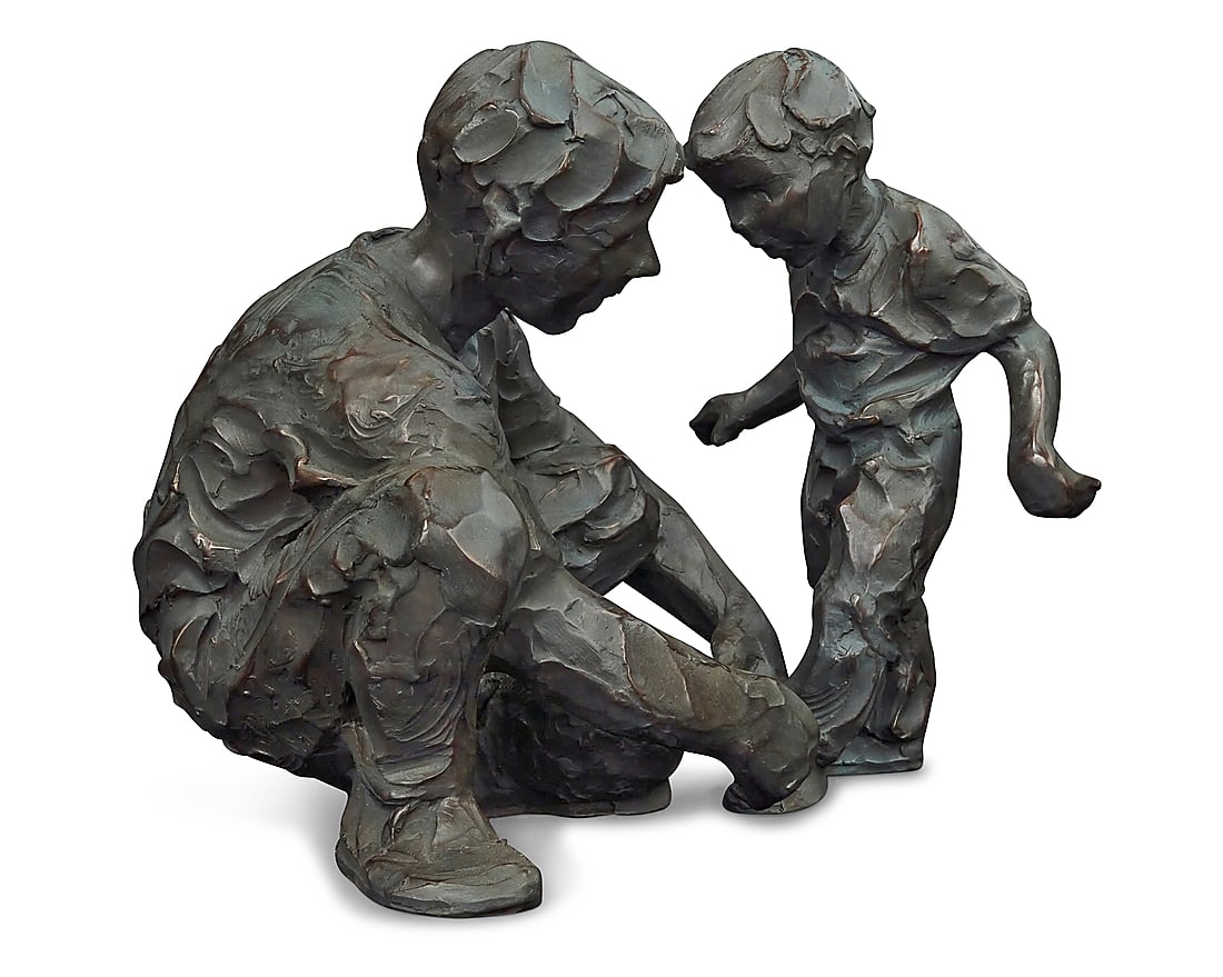 Jane A. DeDecker (b. 1961), "The Ties That Bind": Jane A. DeDecker (b. 1961) "The Ties That Bind" Patinated bronze Edition: 16/31 Signed and numbered in the casting: DeDecker 11.875" H x 11.875" W x 12.5" D Provenance: Claggett/Rey Gallery