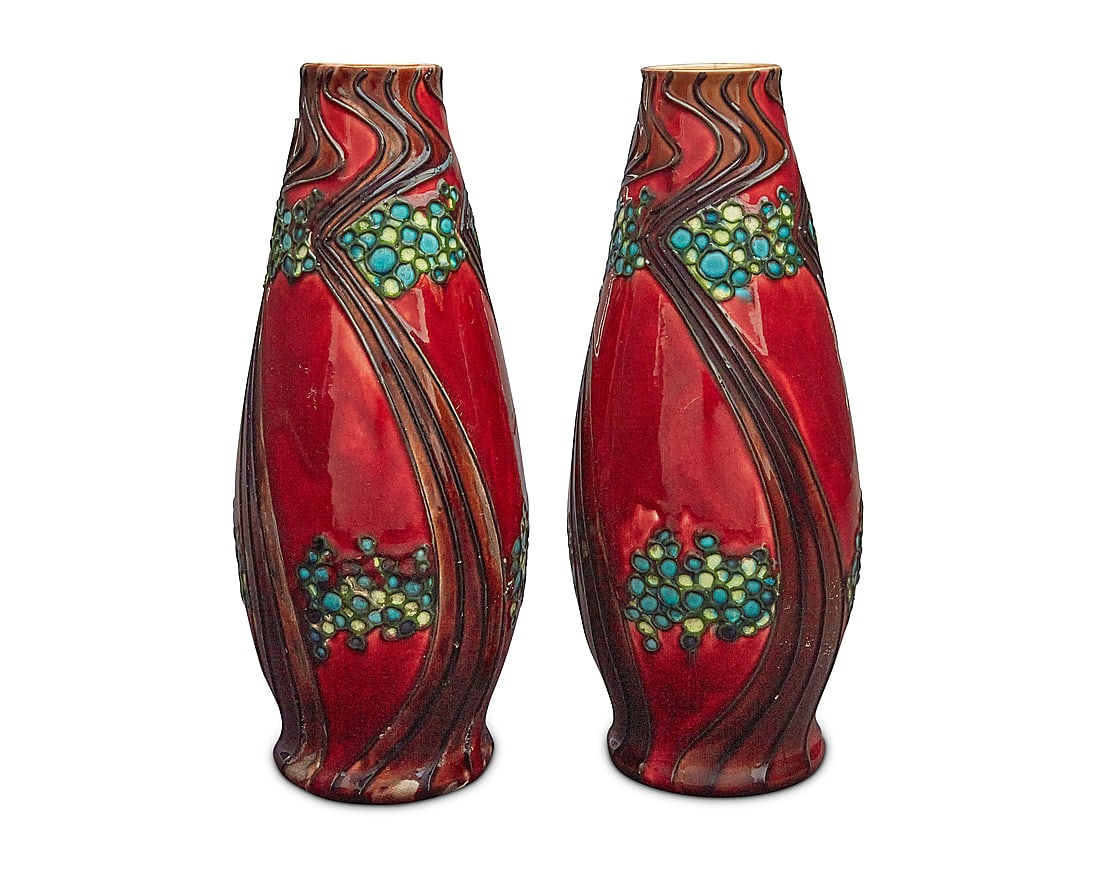 A pair of Minton Secessionist Ware glazed pottery vases (1 of 4)
