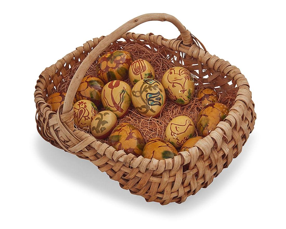 Lester Breininger Jr. (1935-2011), A collection of Pennsylvania glazed redware pottery eggs, 1977 & (1 of 3)