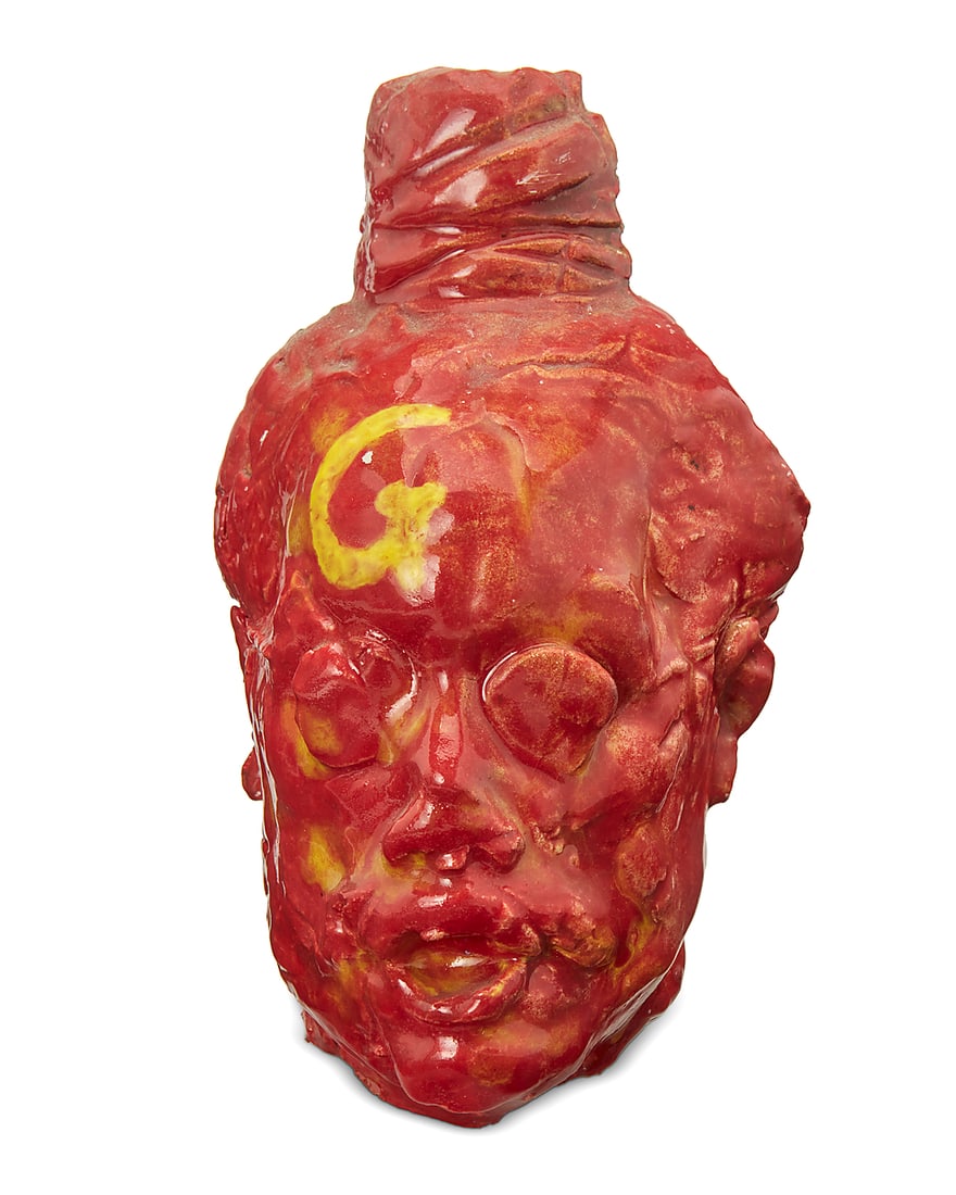 Wanxin Zhang (b. 1961) Chinese), Red head, 2006: Wanxin Zhang ((b. 1961) Chinese) Red head, 2006 Glazed sculpted ceramic Incised initial and date verso: WZ / 06 7 1/4 x 4 3/8 x 2 7/8 in. Provenance: The Grace Family Collection, St. Helena,