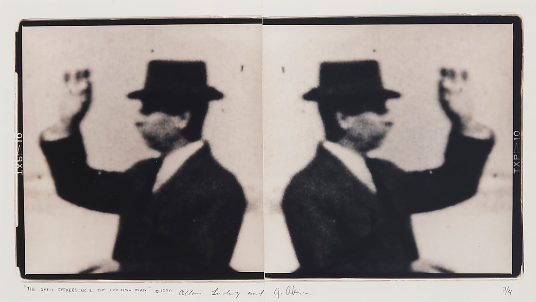 Owen Alar and Allan Ludwig (20th Century), "The Shell Seekers: No. 1, The Looking Man," 1990: Owen Alar and Allan Ludwig (20th Century) "The Shell Seekers: No. 1, The Looking Man," 1990 Toned silver print on paper Edition: 2/4 Signed, titled, dated, and numbered in pencil by both artists in
