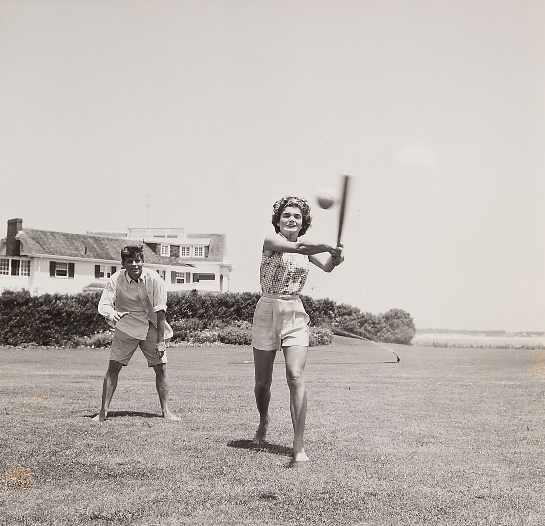 Hy Peskin (1915-2005), "John and Jackie Play Ball": Hy Peskin (1915-2005) "John and Jackie Play Ball" Gelatin silver print on paper Unsigned; with the artist's name stamped in blue ink, verso Image: 7 1/2 x 7 1/2in; Sight: 8 x 8in Other Notes: Va