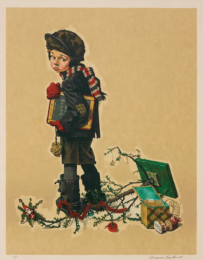 After Norman Rockwell (1894-1978), "Back to School": After Norman Rockwell (1894-1978) "Back to School" Photomechanical reproduction, possibly collotype, in colors on Japon nacre paper An artist's proof, aside from the edition of unknown size Signed wit
