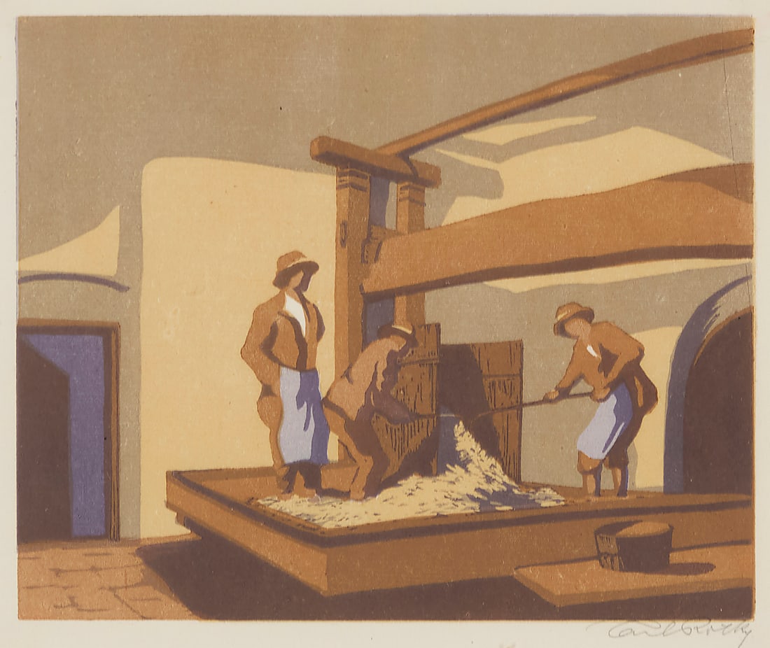 Carl Rotky (1891-1977), Figures threshing wheat (1 of 6)