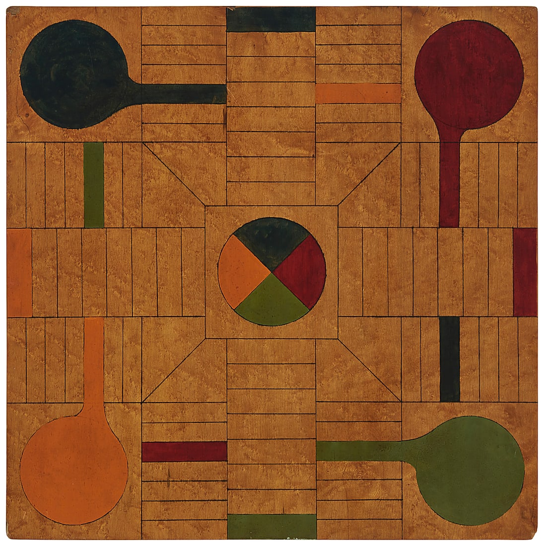 A Folk Art burlwood Parcheesi game board (1 of 3)