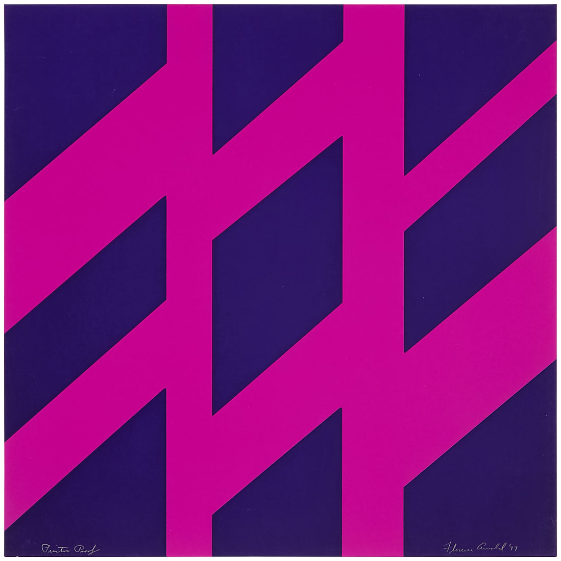 Florence Arnold (1900-1994), Pink and blue abstract, 1977: Florence Arnold (1900-1994) Pink and blue abstract, 1977 Screenprint in colors on paper A printer's proof, aside from the edition of 25 Signed and dated lower right "Florence Arnold '77" and inscribed