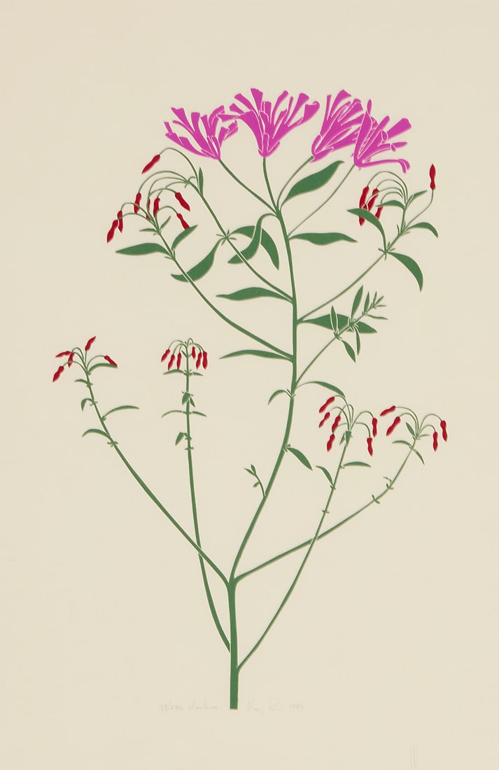 Henry Evans (1918-1990), Botanical still life, 1982: Henry Evans (1918-1990) Botanical still life, 1982 Linocut in colors on paper Edition: 113/235 Signed, dated, numbered, and indistinctly inscribed in the lower margin: Henry Evans 1982 Image: 14 3/4