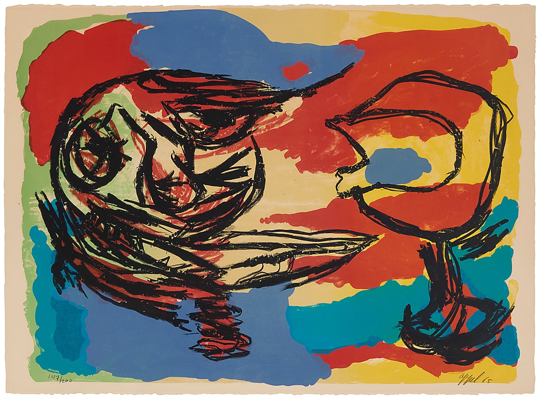 Karel Appel (1921-2006), "Heads in a Colorful Landscape," 1965 (1 of 6)
