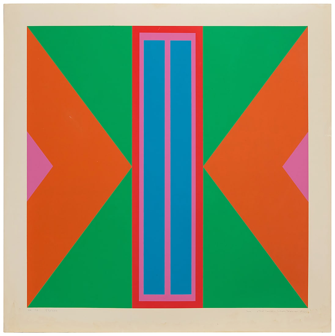 Willy Müller-Brittnau (1938-2003), "Se 12," 1964: Willy Müller-Brittnau (1938-2003) "Se 12," 1964 Screenprint in colors on paper Edition: 57/100 Signed, titled, dated, and numbered in pencil in the lower margin: W. Müller-Brittnau 1964 Image: 23