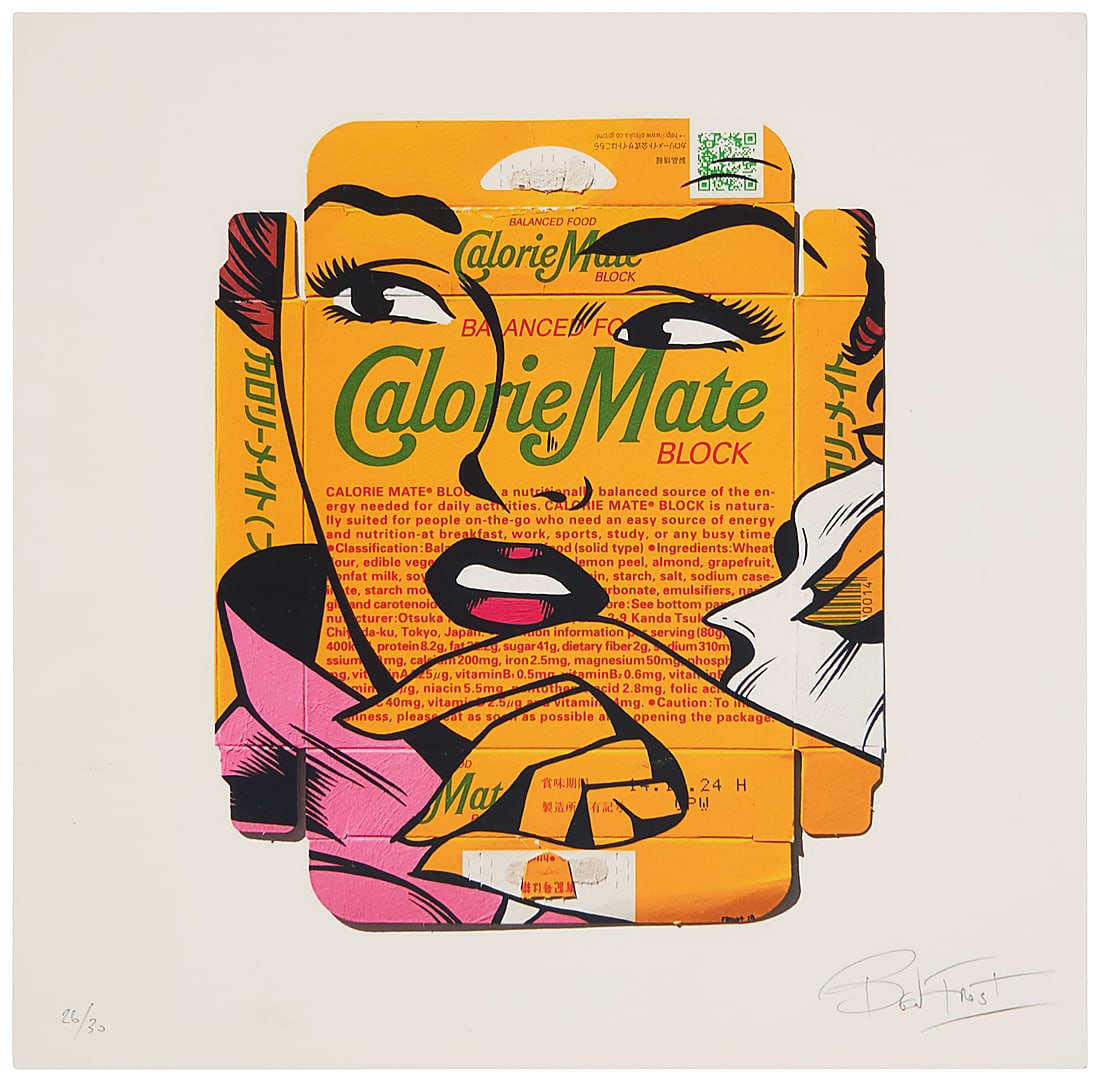Ben Frost (b. 1975), "Calorie Mate," 2018: Ben Frost (b. 1975) "Calorie Mate," 2018 Giclee in colors on wove paper Edition 26/30 Signed and numbered in pencil in the lower margin: Ben Frost; StolenSpace Gallery, London, England, pub. Image: 9 