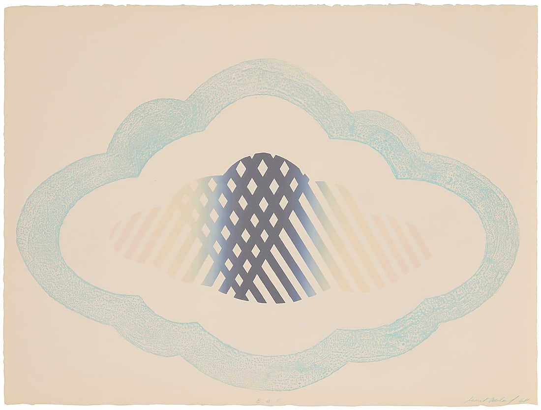 Jean Milant (1943-2024), "Equitorial Cloud at the Time of the Equinox," 1968: Jean Milant (1943-2024) "Equitorial Cloud at the Time of the Equinox," 1968 Lithograph in colors on Arches paper A bon a tirer impression, aside of the edition of 15 Signed, dated, and inscribed in bl