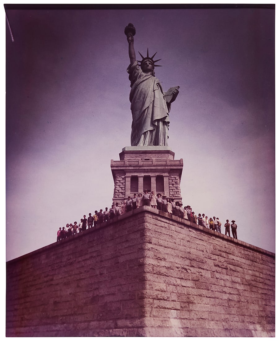 Neal Slavin (b. 1941), "Group Portrait: Statue of Liberty, New York City," 1974: Neal Slavin (b. 1941) "Group Portrait: Statue of Liberty, New York City," 1974 Digital chromogenic print in colors on paper mounted to paperboard, as issued From the edition of unknown size Signed, ti