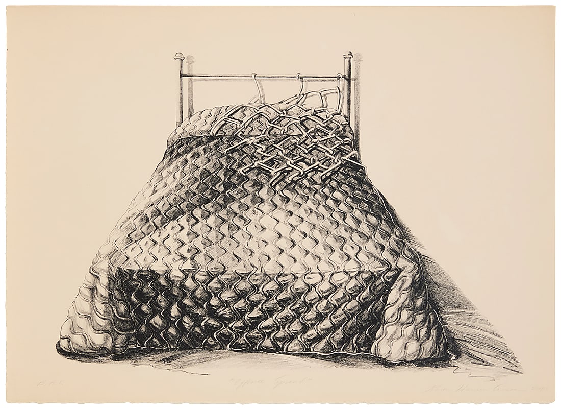Karen Hansen Carson (b. 1943), "Offence Spread," 1973: Karen Hansen Carson (b. 1943) "Offence Spread," 1973 Lithograph on Arches paper A bon à tirer impression (aside from the edition of 30, as well as a various proofs) Signed, titled, dated, and inscrib