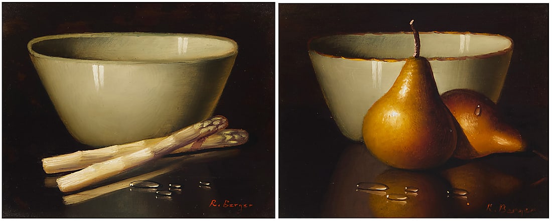 Ronald Berger (b. 1943), A still life with asparagus; A still life with pears (1 of 12)