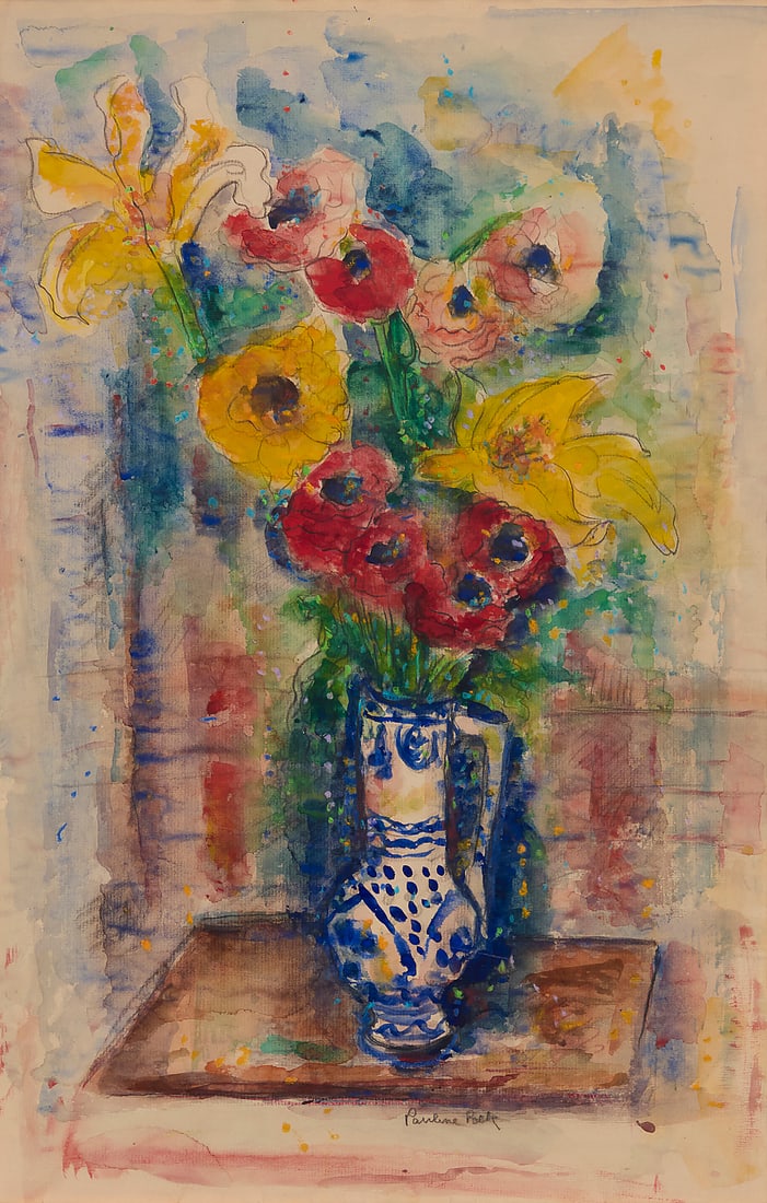 Pauline Polk (1896-1986), Floral still life: Pauline Polk (1896-1986) Floral still life Watercolor and pencil on paper Signed in pencil lower center: Pauline Polk Sight: 23 3/4 x 15 1/2in
