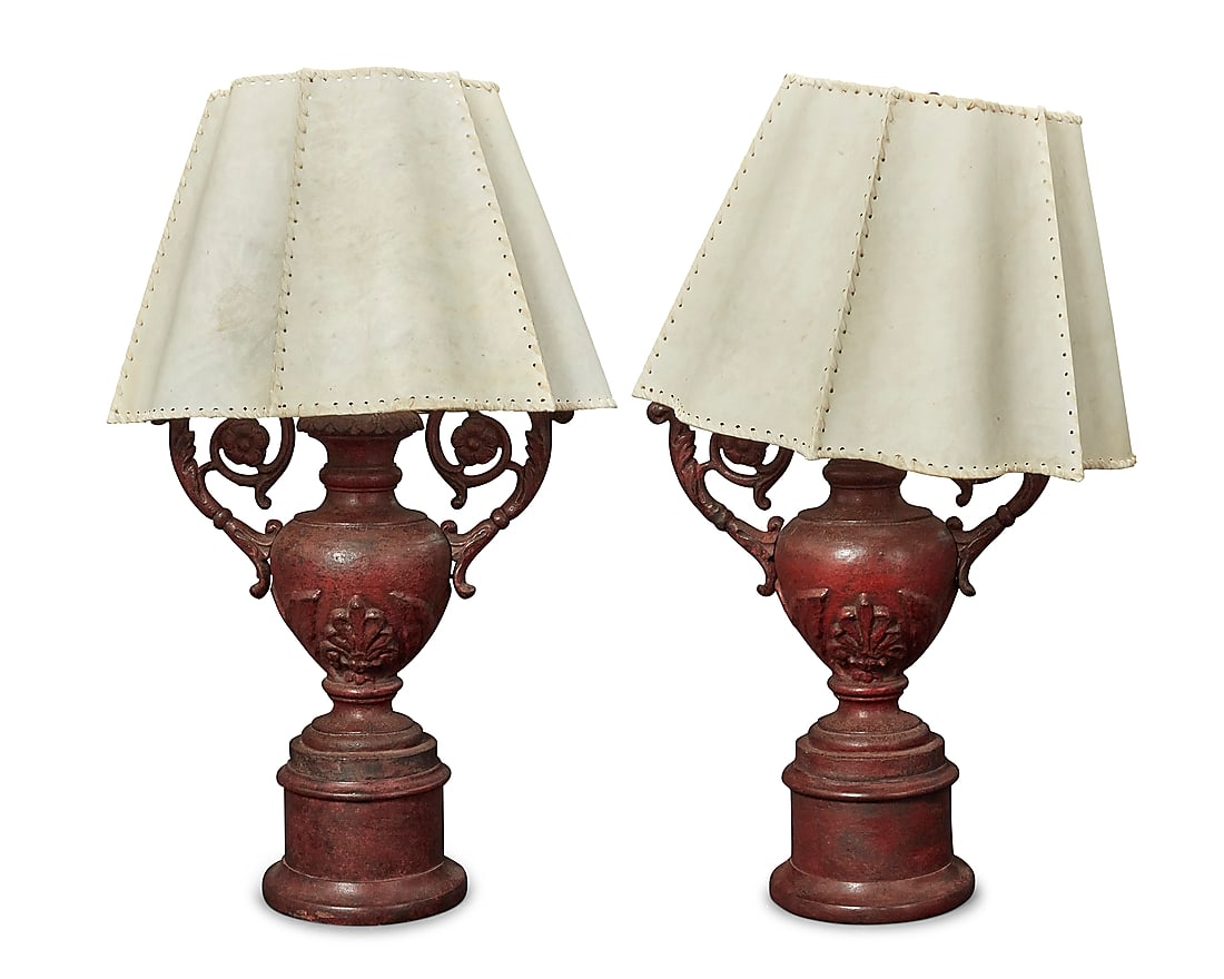 A pair of cast iron urns as table lamps (1 of 9)