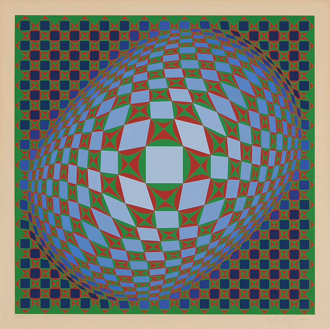 Victor Vasarely (1906-1997), "Vilag," 1978: Victor Vasarely (1906-1997) "Vilag," 1978 Screenprint in colors on paper Edition: 150/275 Signed and numbered in pencil in the lower margin: Vasarely; Atelier Arcay, Paris, France, pub. Image: 23 3/4 