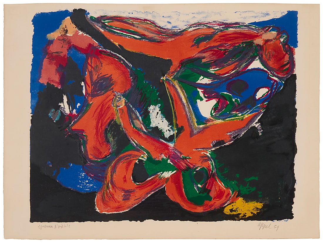 Karel Appel (1921-2006), "Faune Nocturne," 1959: Karel Appel (1921-2006) "Faune Nocturne," 1959 Lithograph in colors on BFK Rives paper An artist's proof (aside from the edition of 150) Signed, dated, and inscribed "epreuve d'artiste" in pencil in t