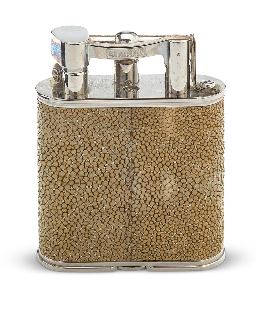 A Dunhill shagreen and silver plated table lighter (1 of 5)