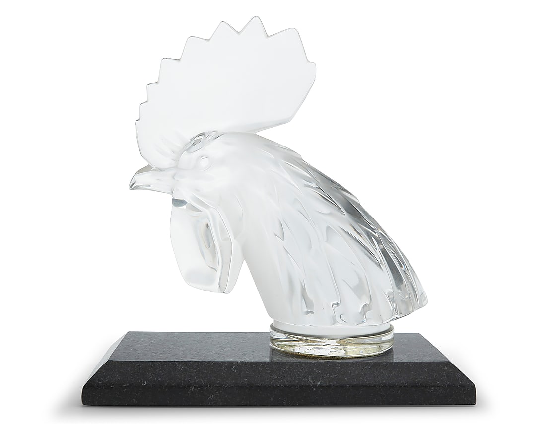A Lalique glass 'Tête de Coq' bookend (1 of 5)