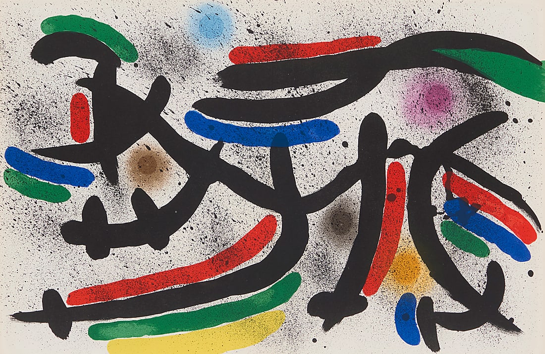 Joan Miro (1893-1983), "Original Lithograph IX," one plate from "Joan Miro Lithographs, Volume I,": Joan Miro (1893-1983) "Original Lithograph IX," one plate from "Joan Miro Lithographs, Volume I," 1972 Lithograph in colors on paper From the edition of 5,000 in English Unsigned as issued; Mourlot, P
