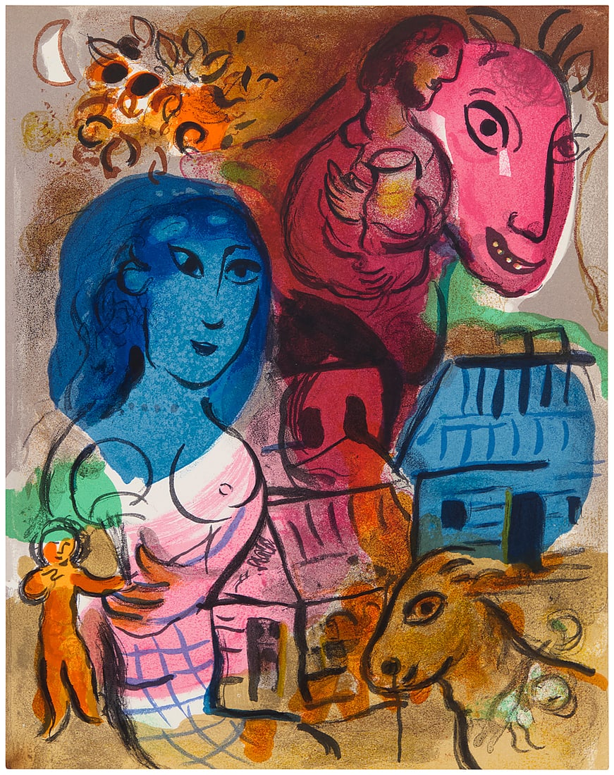 Marc Chagall (1887-1985), "The 'Antilopa' Passengers," from "Hommage à Marc Chagall: Numero special: Marc Chagall (1887-1985) "The 'Antilopa' Passengers," from "Hommage à Marc Chagall: Numero special de XXe Siecle," 1969 Lithograph in colors on off-white wove paper From the edition of unknown size (