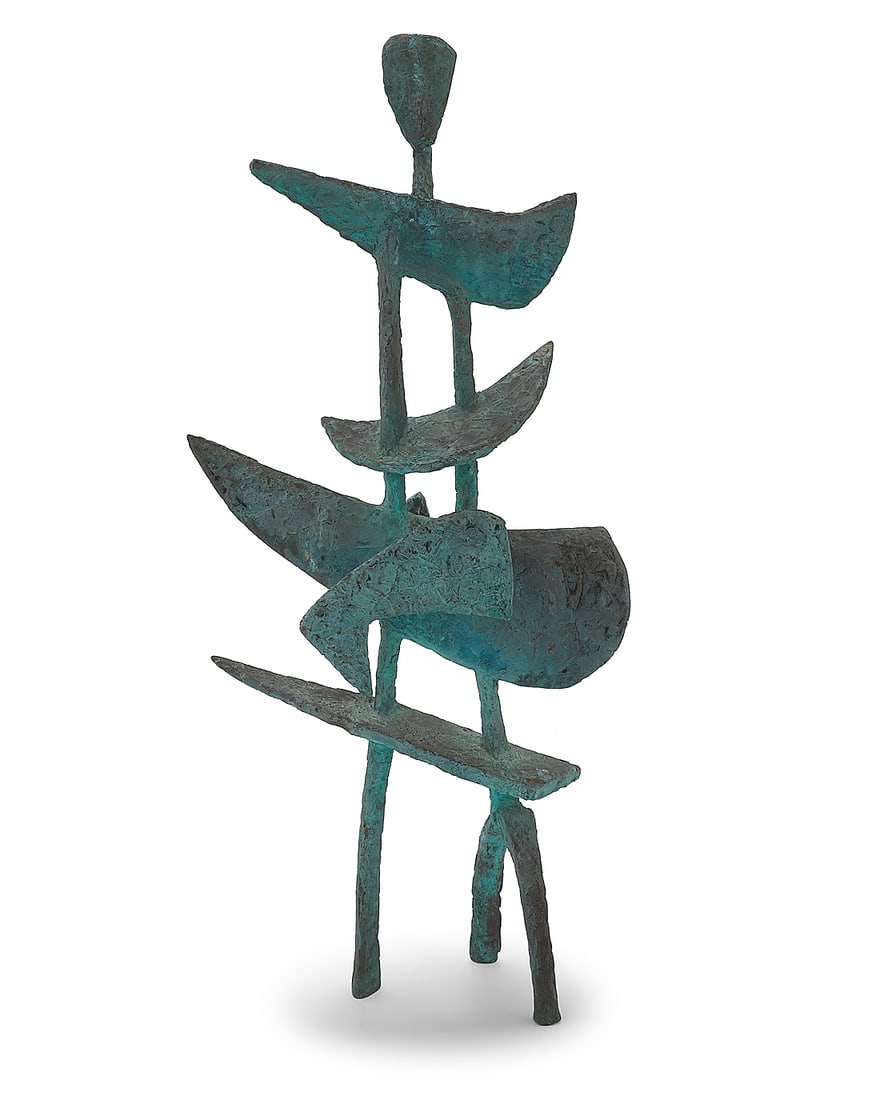 A Brutalist style verdigris patinated bronze figurative sculpture (1 of 5)