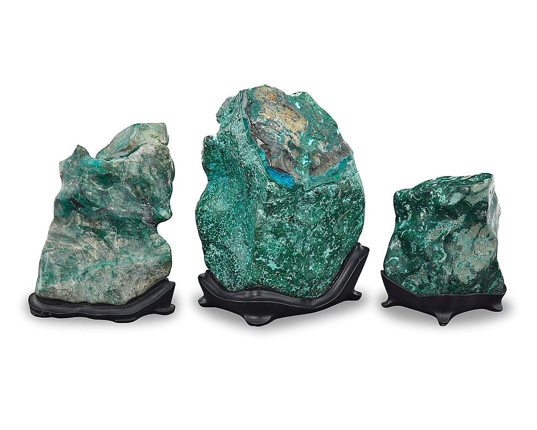 Three polished malachite specimens - 2