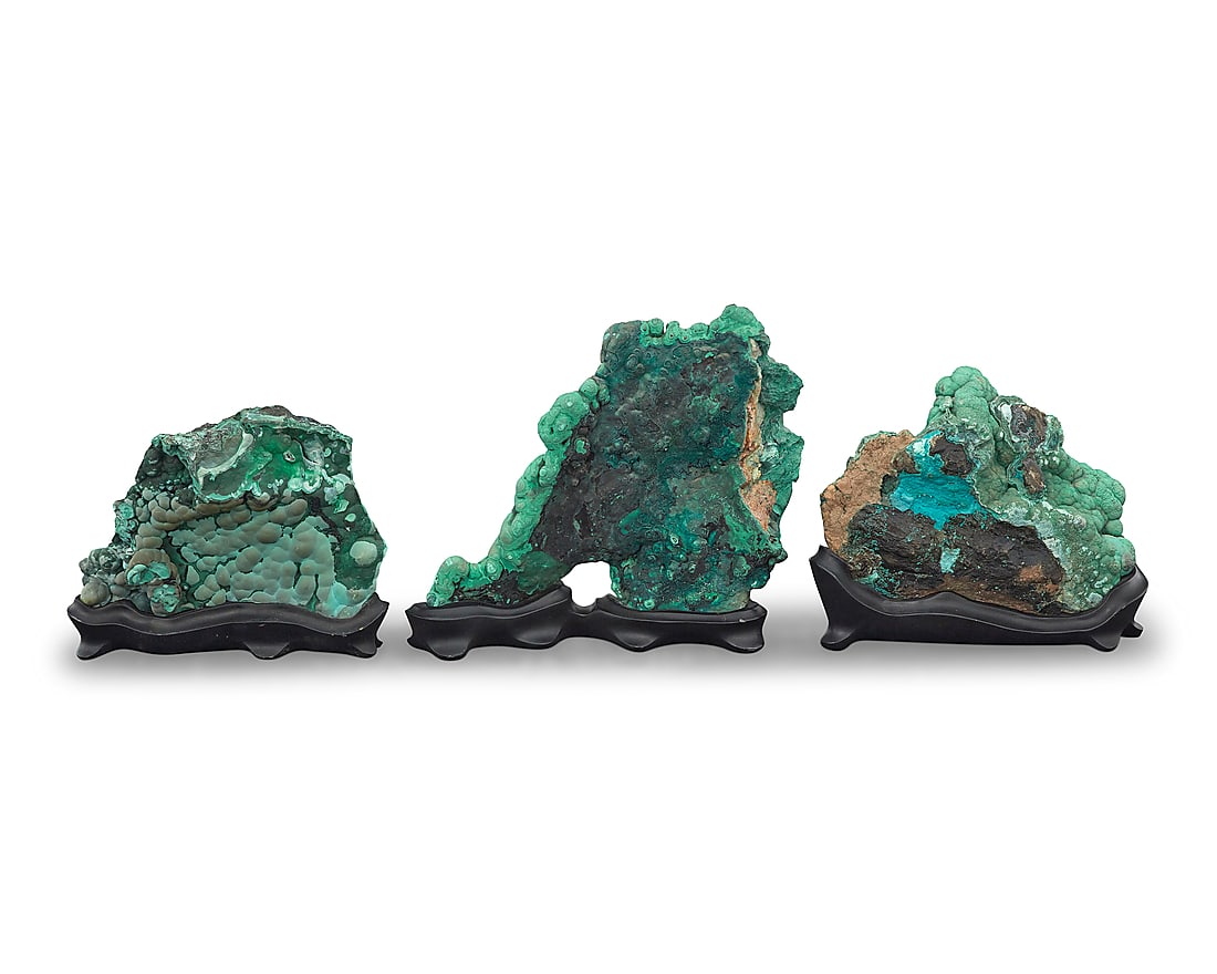 Three malachite specimens - 2