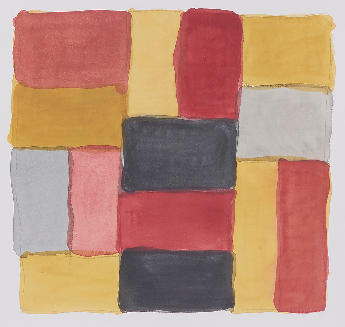 After Sean Scully (b. 1945), Poster for "Wall Yellow (Myanmar)," 2021: After Sean Scully (b. 1945) Poster for "Wall Yellow (Myanmar)," 2021 Offset lithograph in colors on paper From the edition of unknown size Signed and titled as part of the image in the upper margin; P