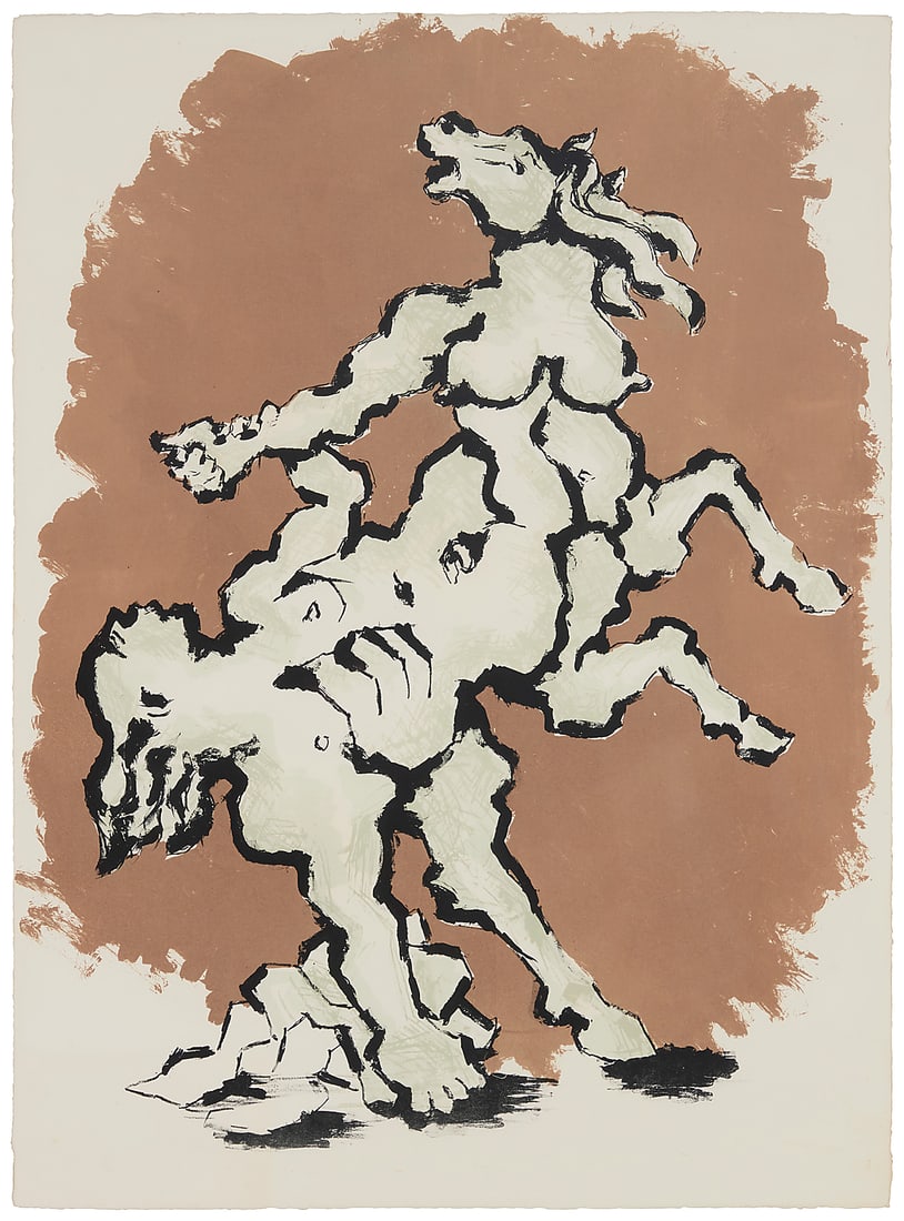 Jacques Lipchitz (1891-1973), "The Horse," 1979: Jacques Lipchitz (1891-1973) "The Horse," 1979 Lithograph in colors on wove paper From the edition of unknown size and date Appears unsigned; inscribed in ink by the artist's wife, verso: "With love t