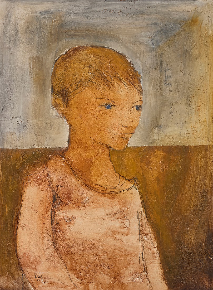 Gino Hollander (1924-2015), Portrait of child, 1967: Gino Hollander (1924-2015) Portrait of child, 1967 Oil on canvas Signed and dated lower left: Gino Hollander / 3/67 39 3/4 x 30 1/4 in. Provenance: Private collection, San Diego, CA