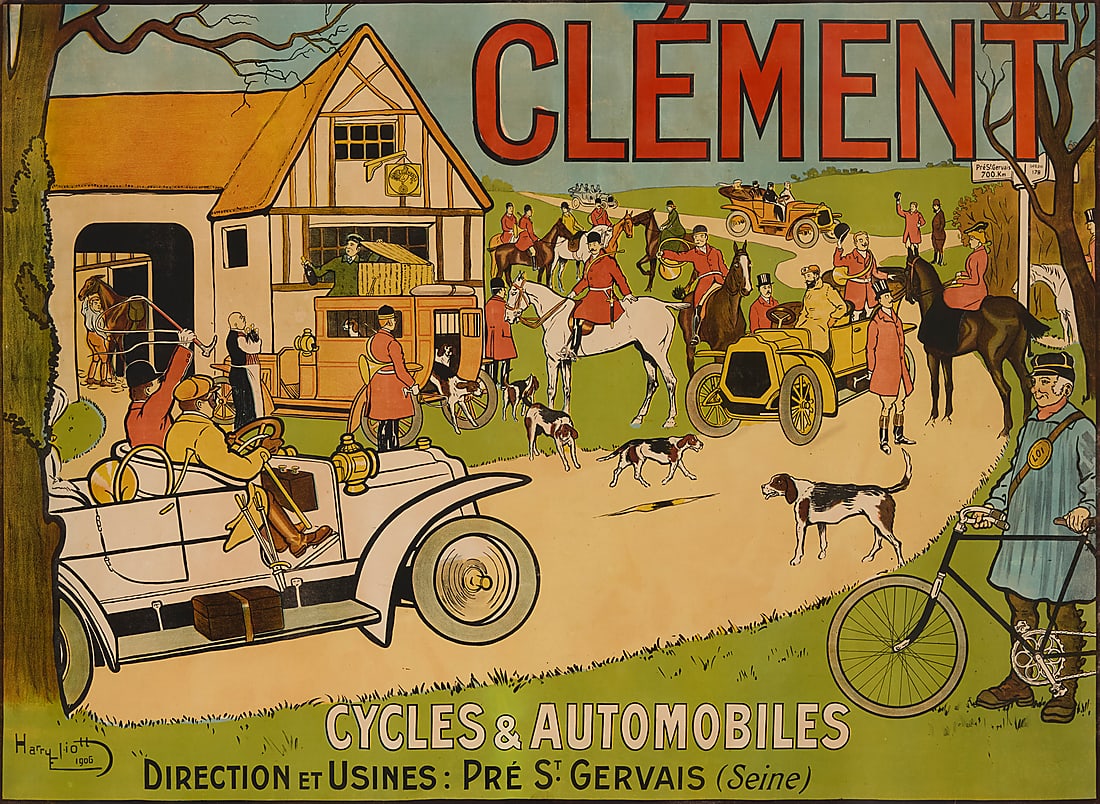 Harry Eliott (1882-1959), "Clement Cycles & Automobiles" poster, 1906 (1 of 5)
