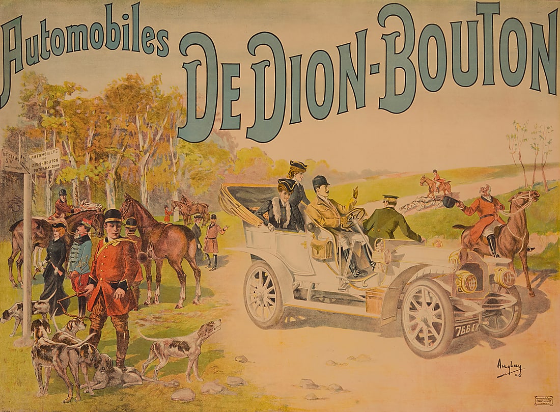 Auguste Auglay (1853-1925), "Automobiles de Dion-Bouton" (Fox Hunt), 1906 (1 of 5)