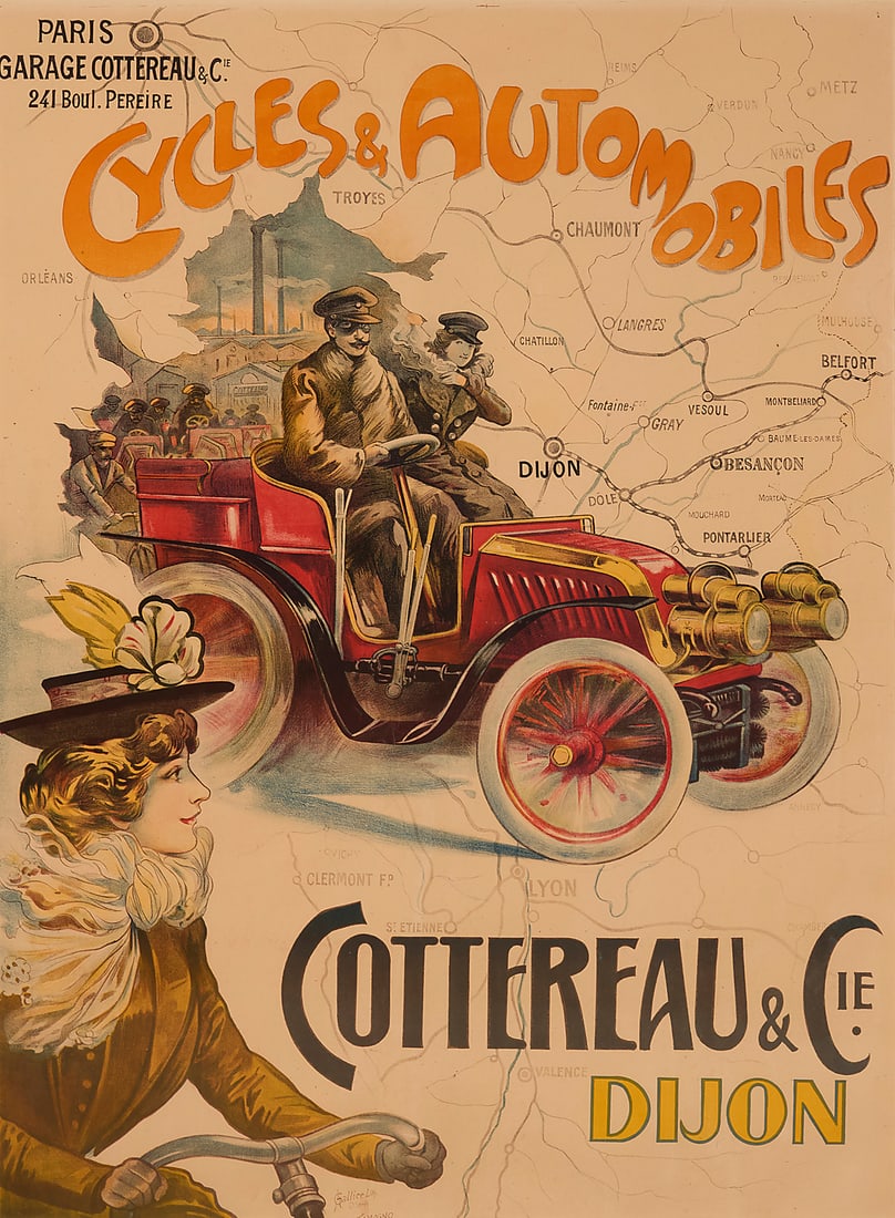 After Francisco Tamagno (1851-1933), "Cycles & Automobiles, Cottereau & Cie.," by A. Gallice, circa (1 of 6)