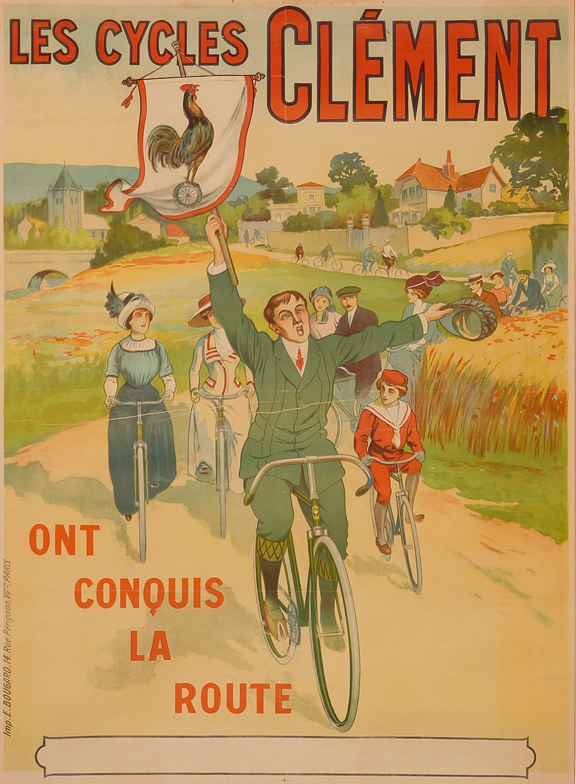 "Les Cycles Clement," A Clement & Co. Paris bicycle poster, circa 1890 (1 of 5)