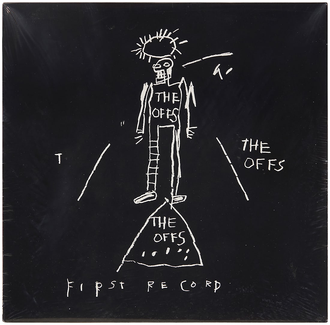 After Jean-Michel Basquiat (1960-1988) and The Offs, "First Record," 1984 (2008 Reissue) Vinyl LP: After Jean-Michel Basquiat (1960-1988) and The Offs "First Record," 1984 (2008 Reissue) Vinyl LP From the edition of 900 Black vinyl in printed cardstock jacket Height 12 3/8 in., width 12 3/8 in.