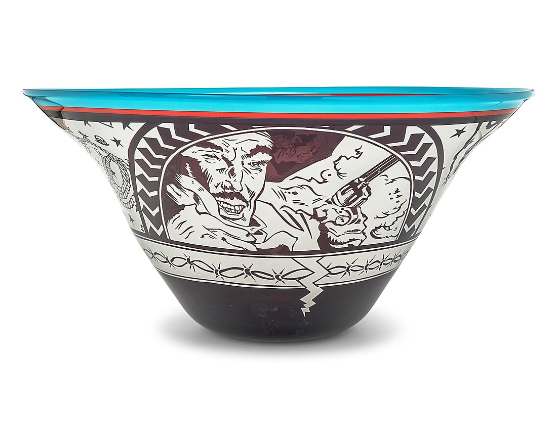 Michael Joplin (b. 1953), A large studio glass pictorial bowl, late 20th/early 21st century (1 of 5)
