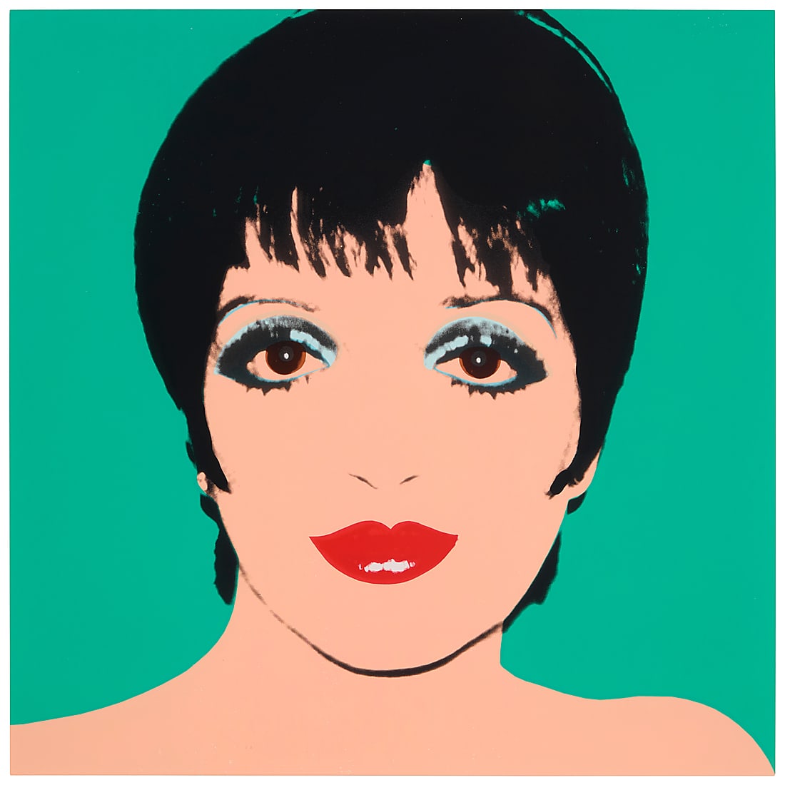 In the manner of Andy Warhol (1928-1987), Liza Minnelli: In the manner of Andy Warhol (1928-1987) Liza Minnelli Digital image in colors on paper From an edition of unknown size and date Appears unsigned; bears what is most likely an imitation of a Rupert Ja